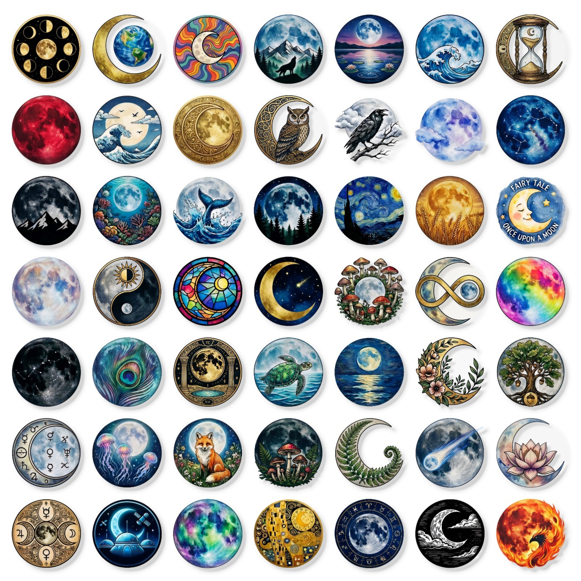 Universum Sticker Set – 50 Transparente Motive mit Natur, Sonne, Mond & Sterne