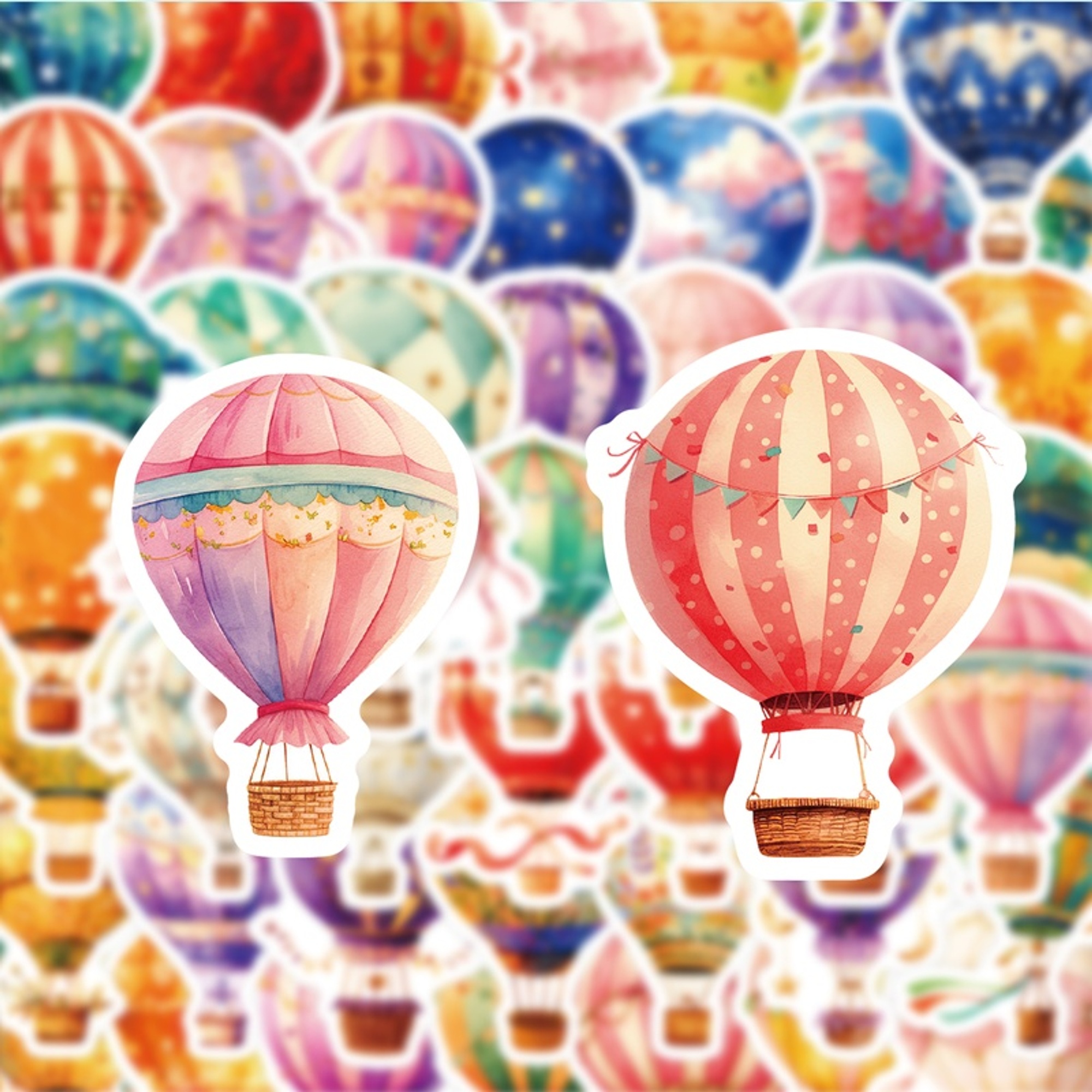Heißluftballon Sticker Set – 50 Papiersticker mit bunten Motiven