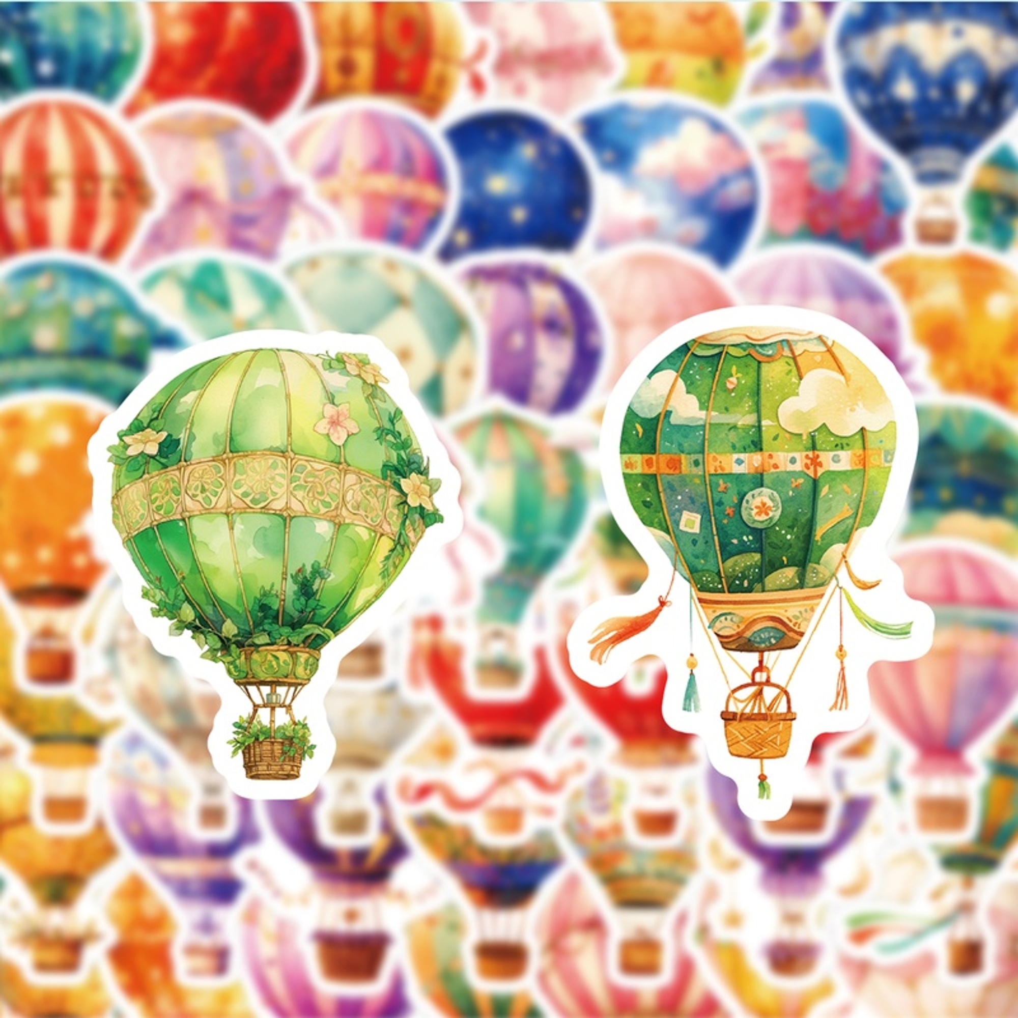 Heißluftballon Sticker Set – 50 Papiersticker mit bunten Motiven