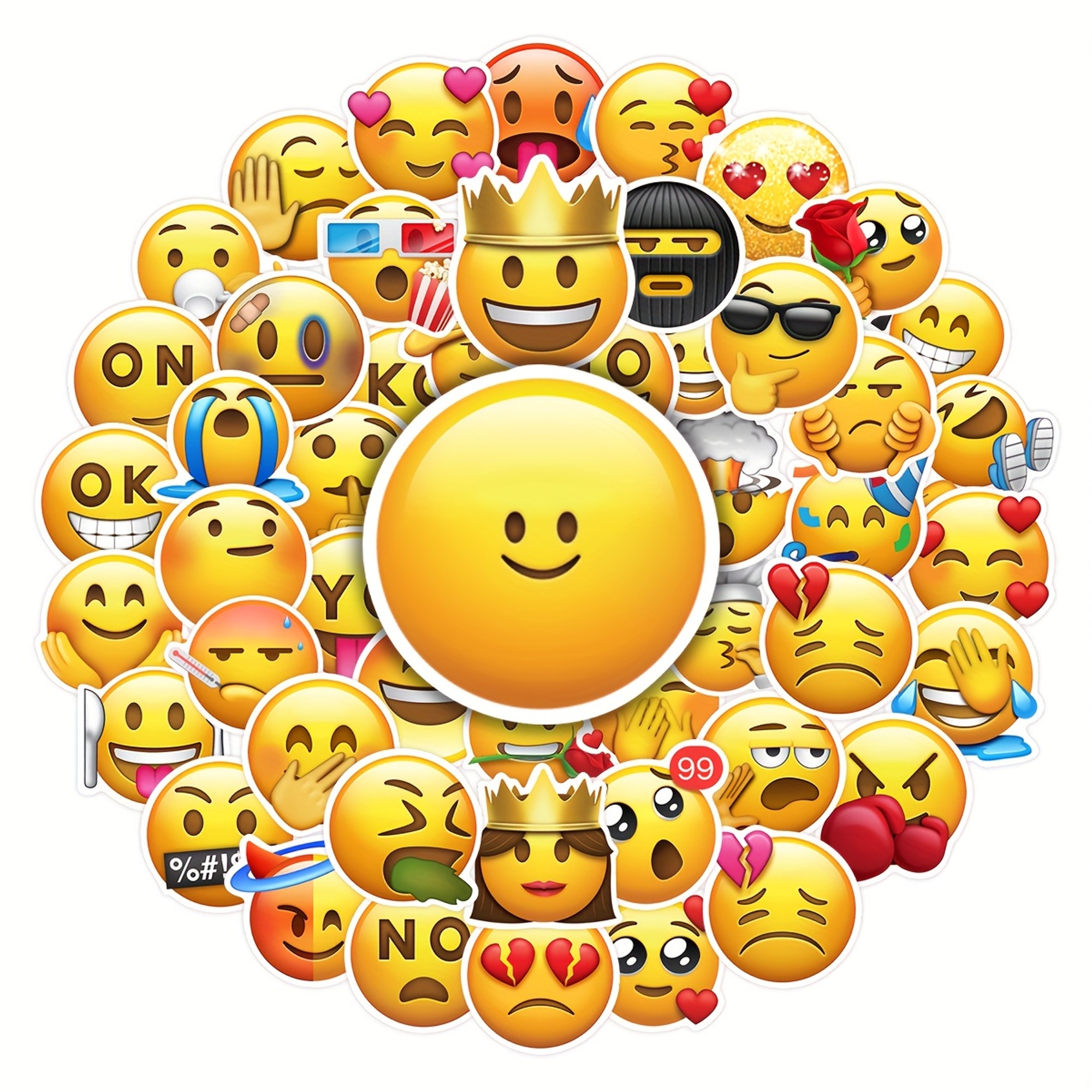 Emoji Sticker Set – 52 Matte Papieraufkleber mit lustigen Motiven