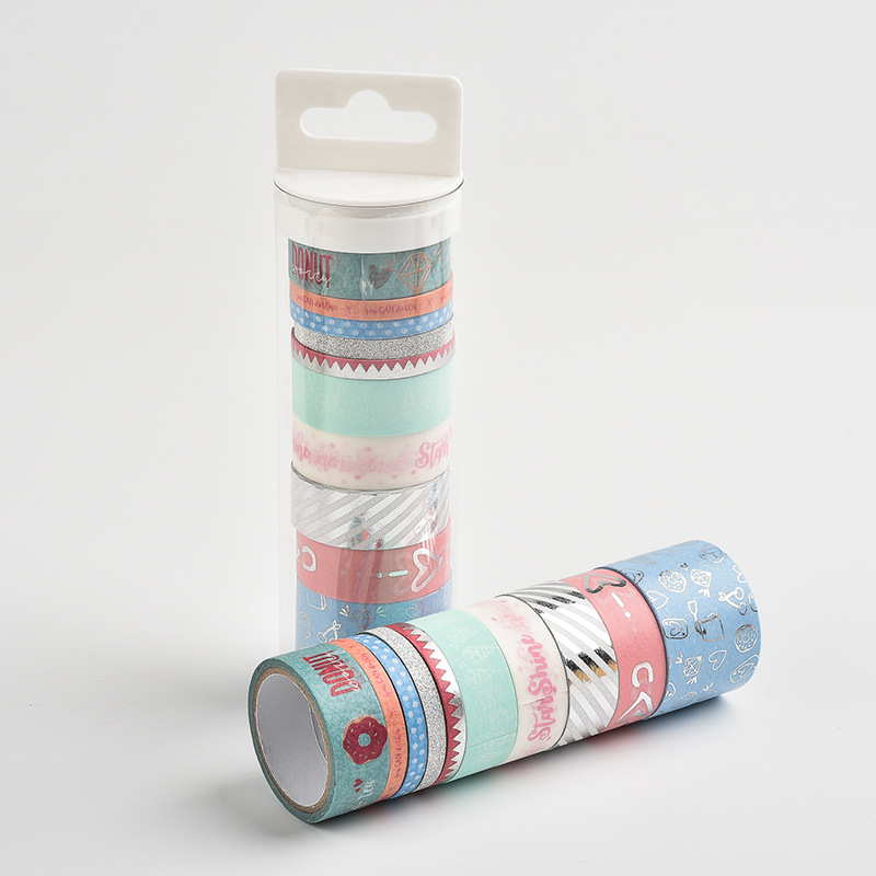 Washi Tape 10er-Set mit Goldfolie - "Blue-Rose"