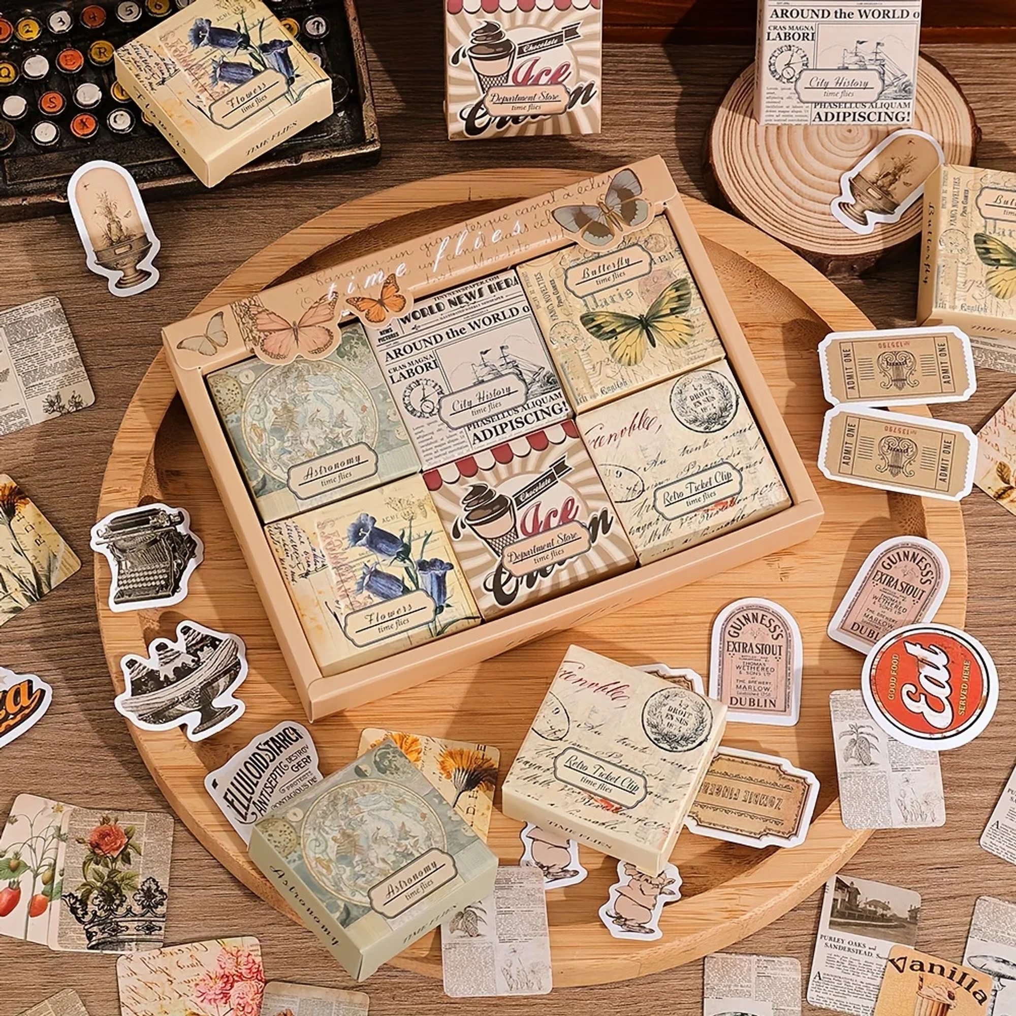 Retro Scrapbooking Sticker Set – 300 Sticker in 6 verschiedene retro Stile