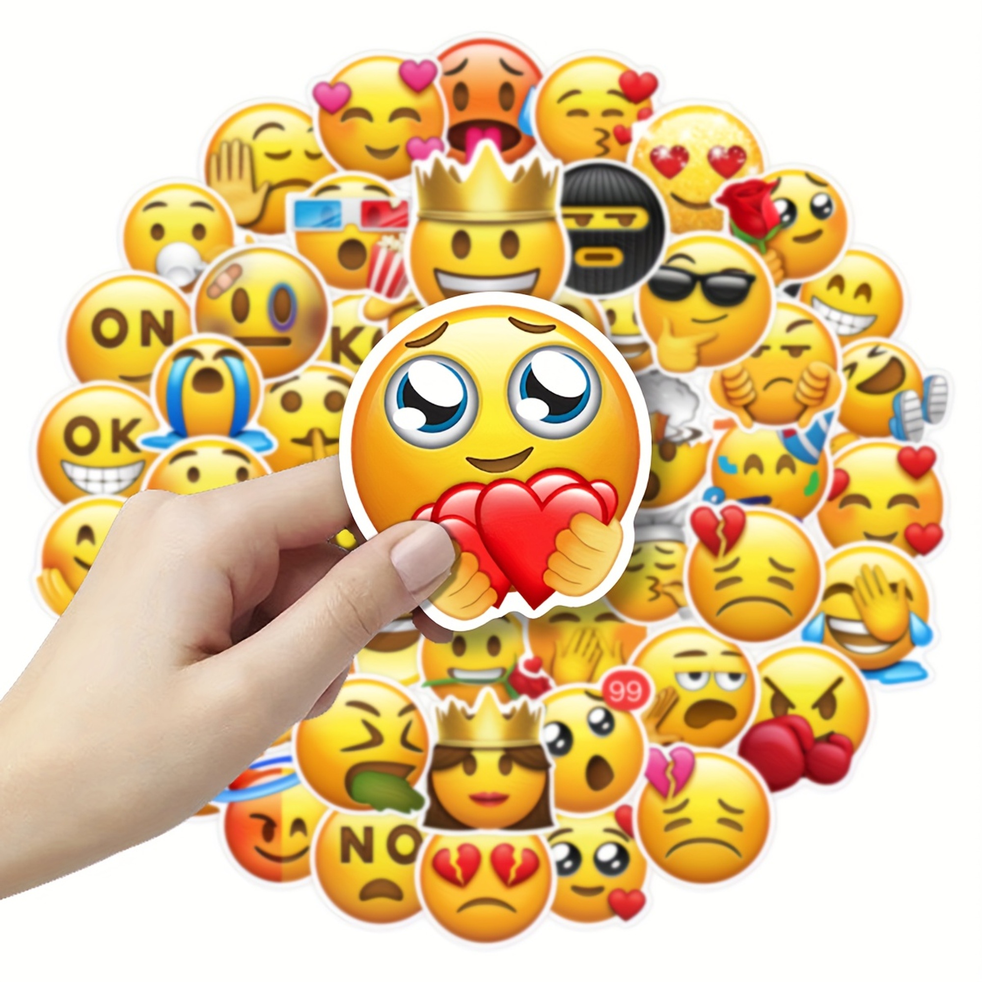 Emoji Sticker Set – 52 Matte Papieraufkleber mit lustigen Motiven