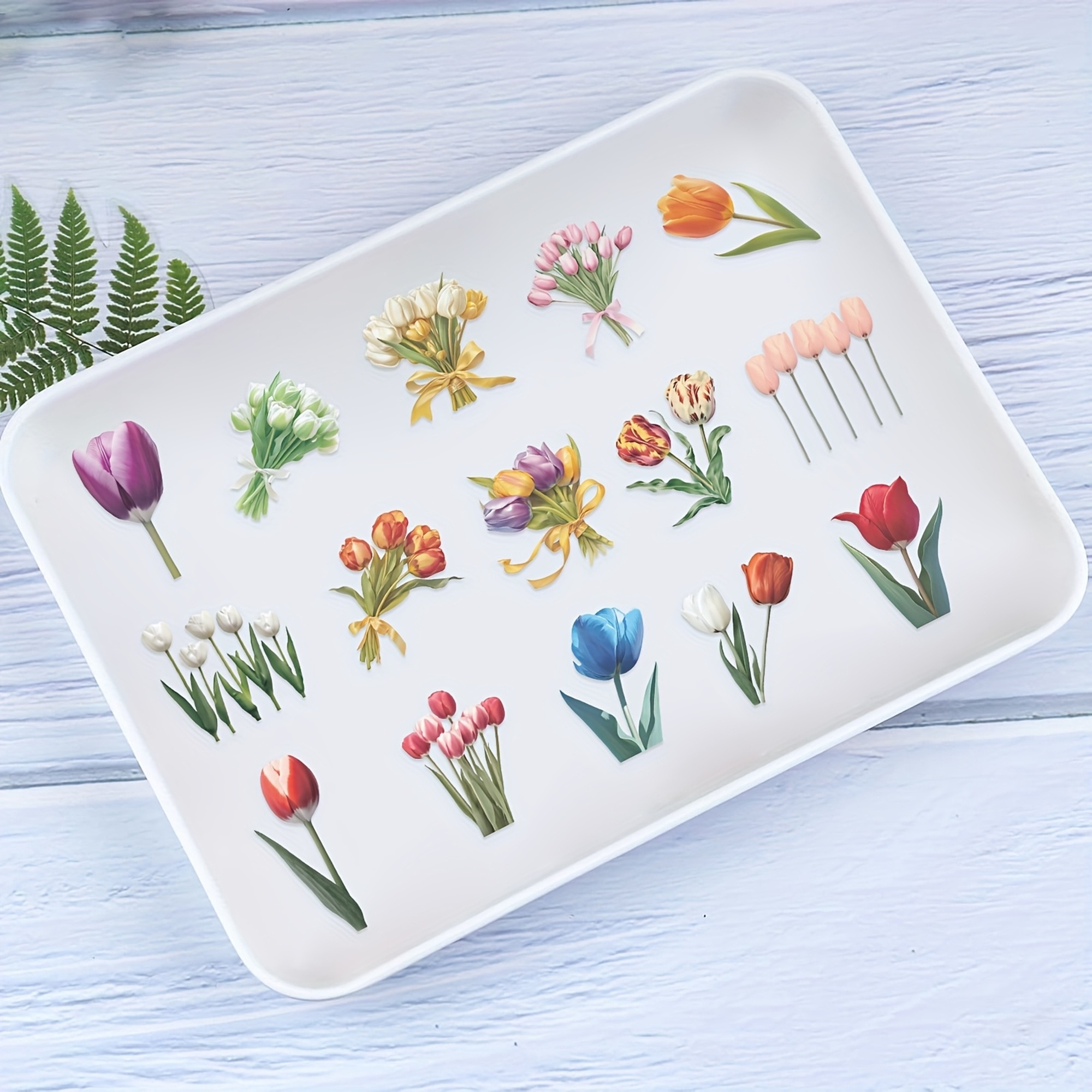 Tulpen transparente Sticker Set – 50-teiliges Bundle im floralen Design