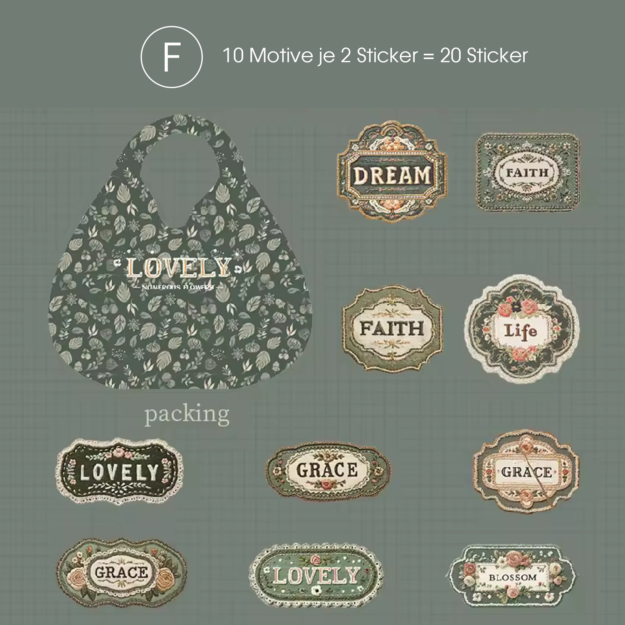 Scrapbooking Sticker Blumen 3D – 20-teiliges Retro Set mit Relief Design