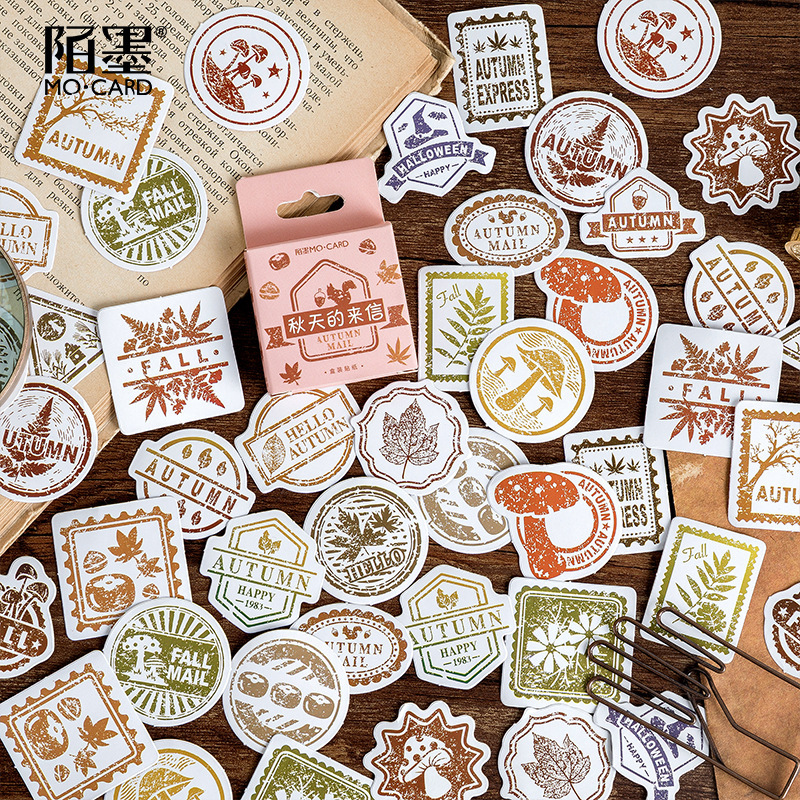 Herbst Sticker, Sticker-Set "Autumn Mail" mit 45 mini Stickern