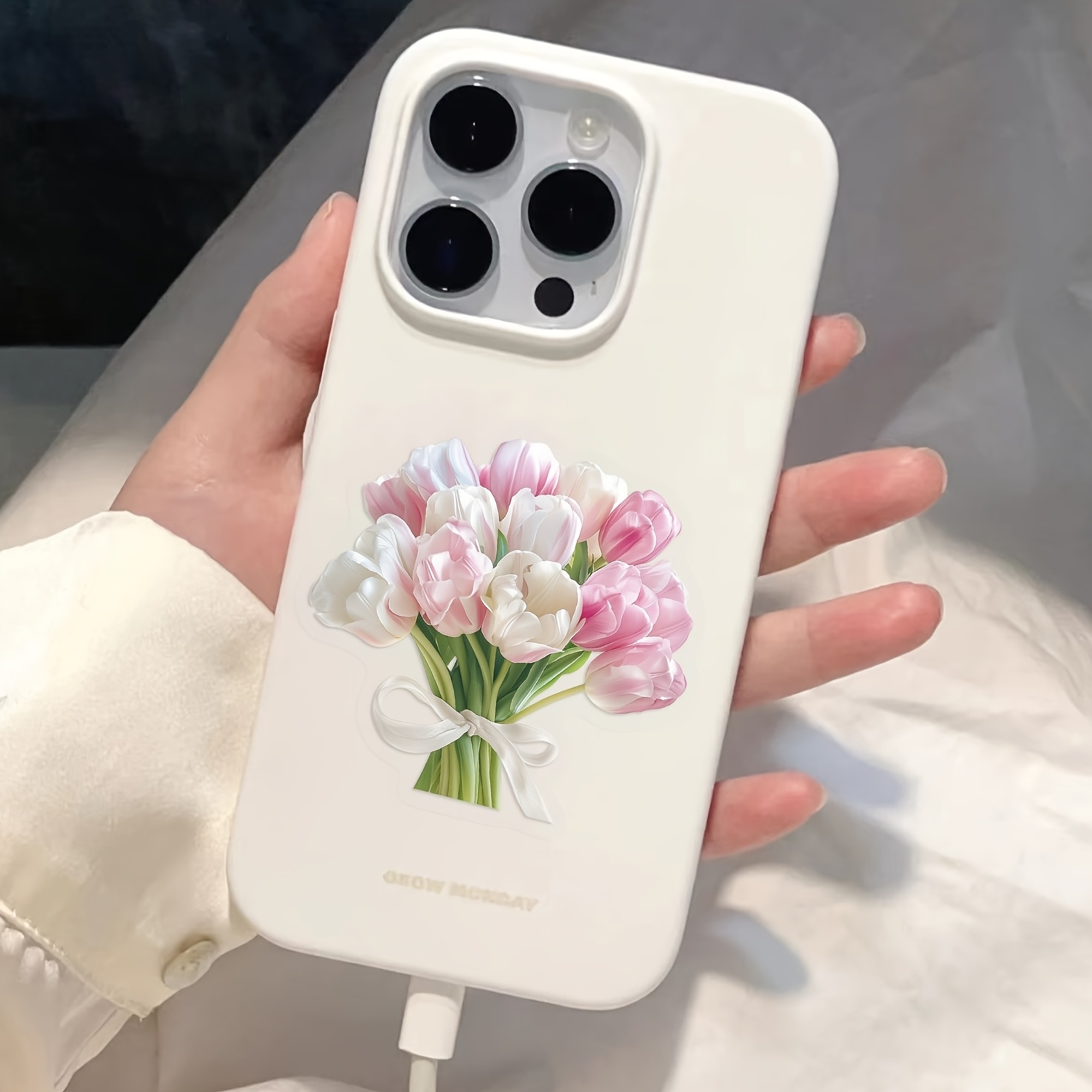 Tulpen transparente Sticker Set – 50-teiliges Bundle im floralen Design