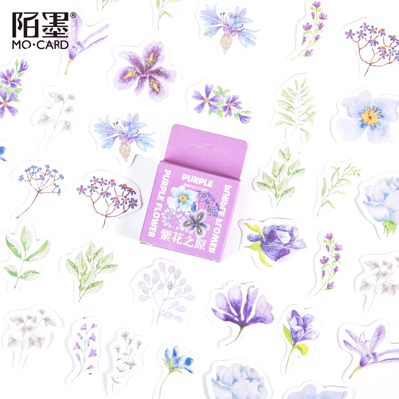 Violette Blüten Sticker, Sticker-Set "Purple Flower" mit 45 mini Stickern