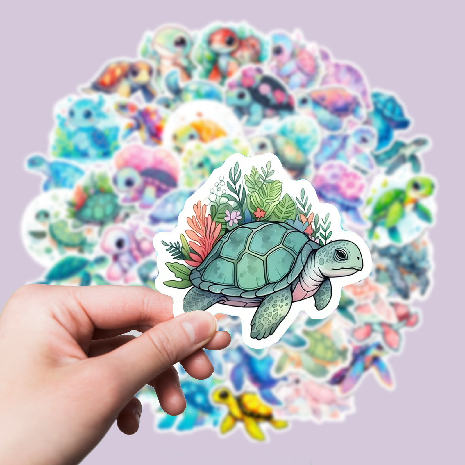 Schildkröten Sticker Set – 50 bunte Cartoon Vinyl Aufkleber