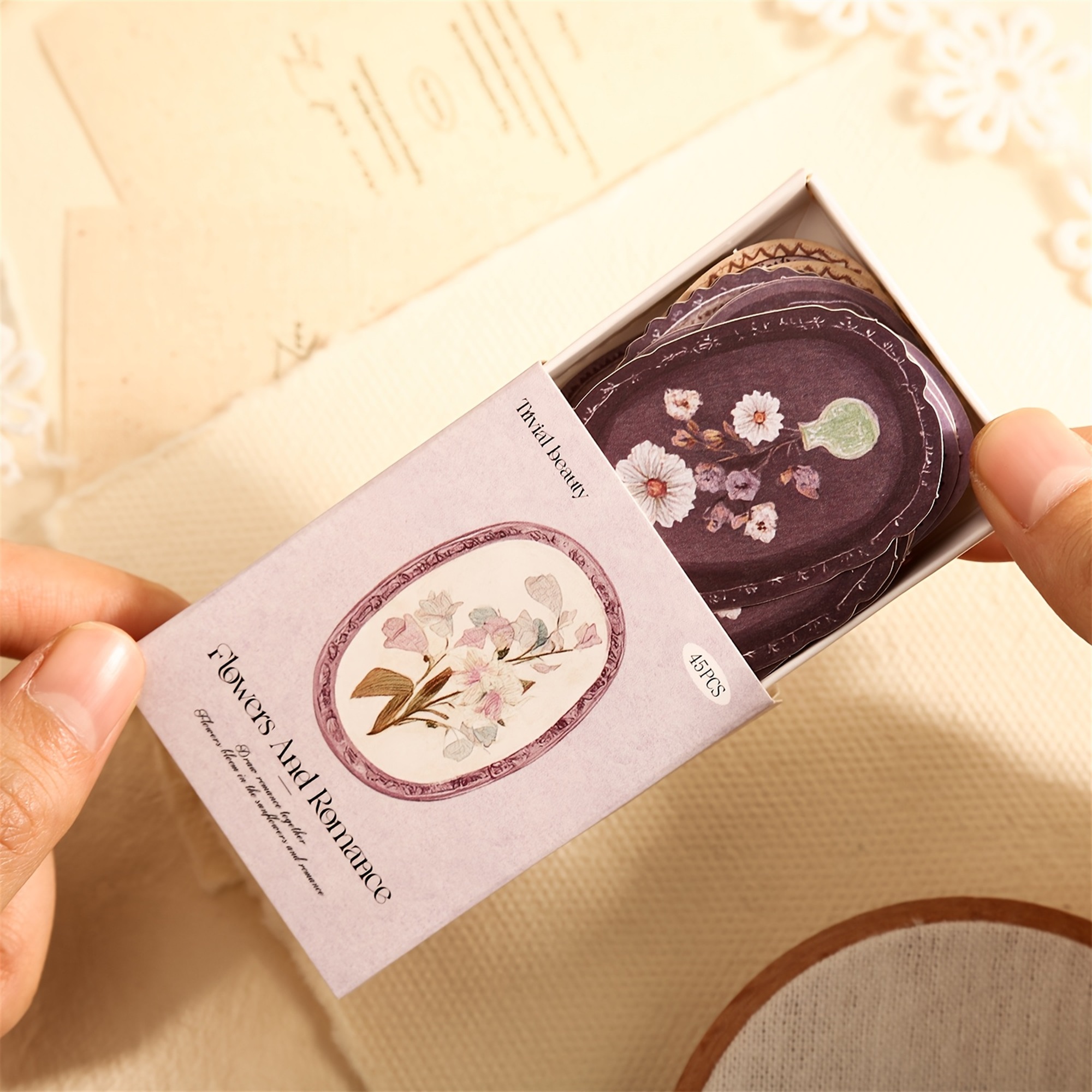 Retro Blumen Sticker Set – 45 Stück mit 15 verschiedene Motive