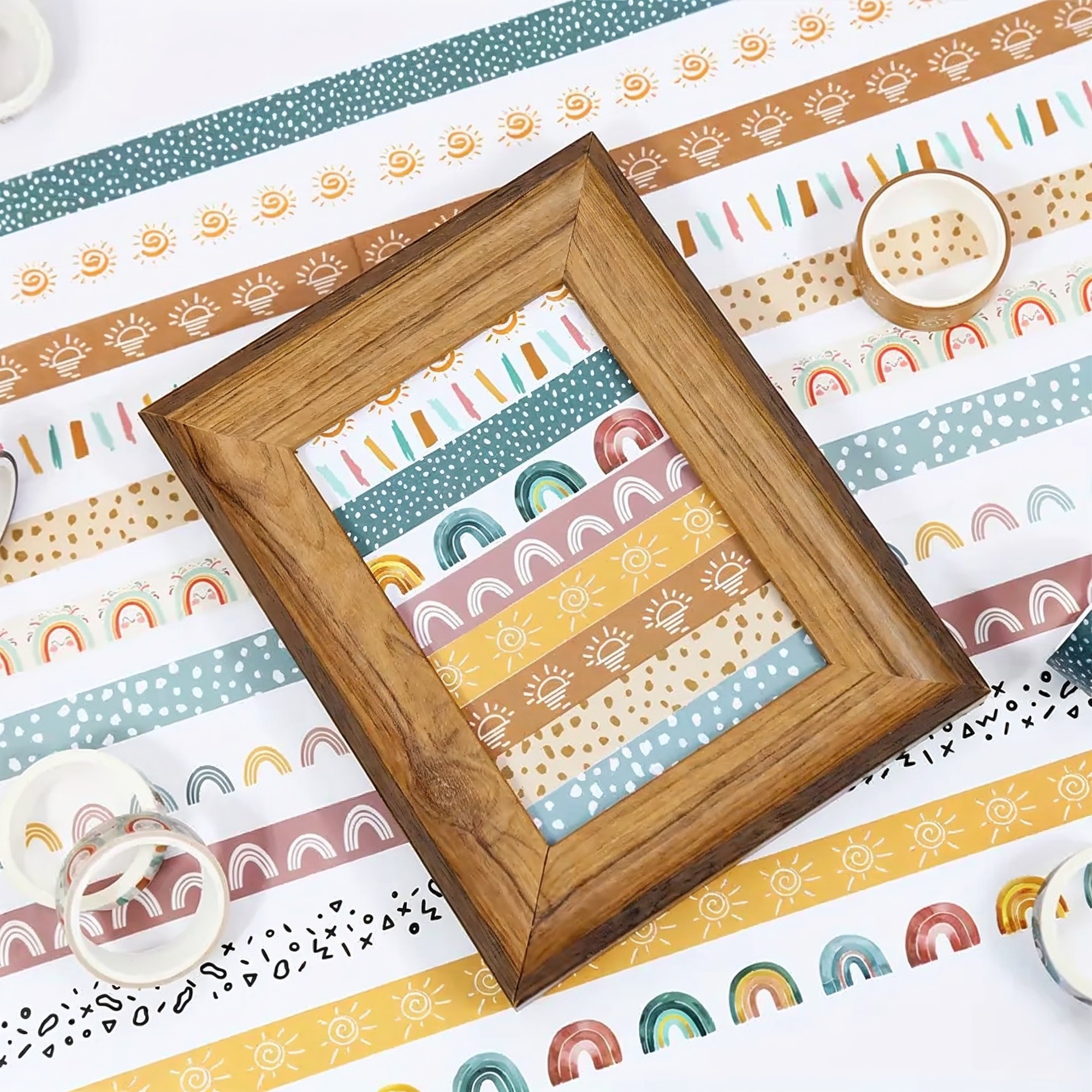 Boho Washi Tape Set – 12 Rollen mit bunten Boho-Mustern aus Washi-Papier