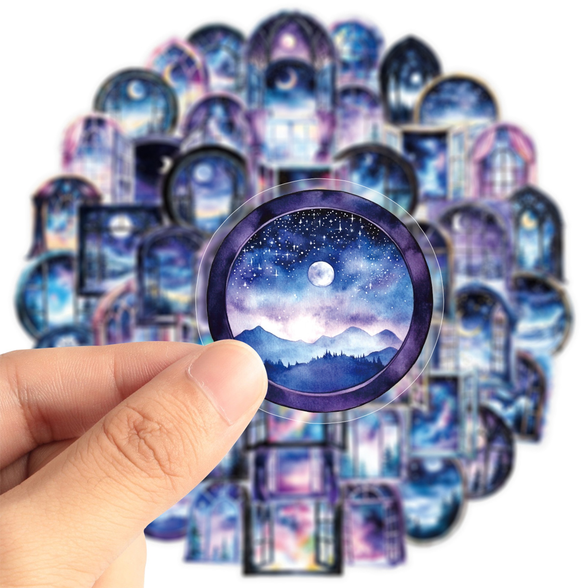 Nachthimmel Fenster Aufkleber Set – 50 Sticker mit Sonne, Mond und Sternen