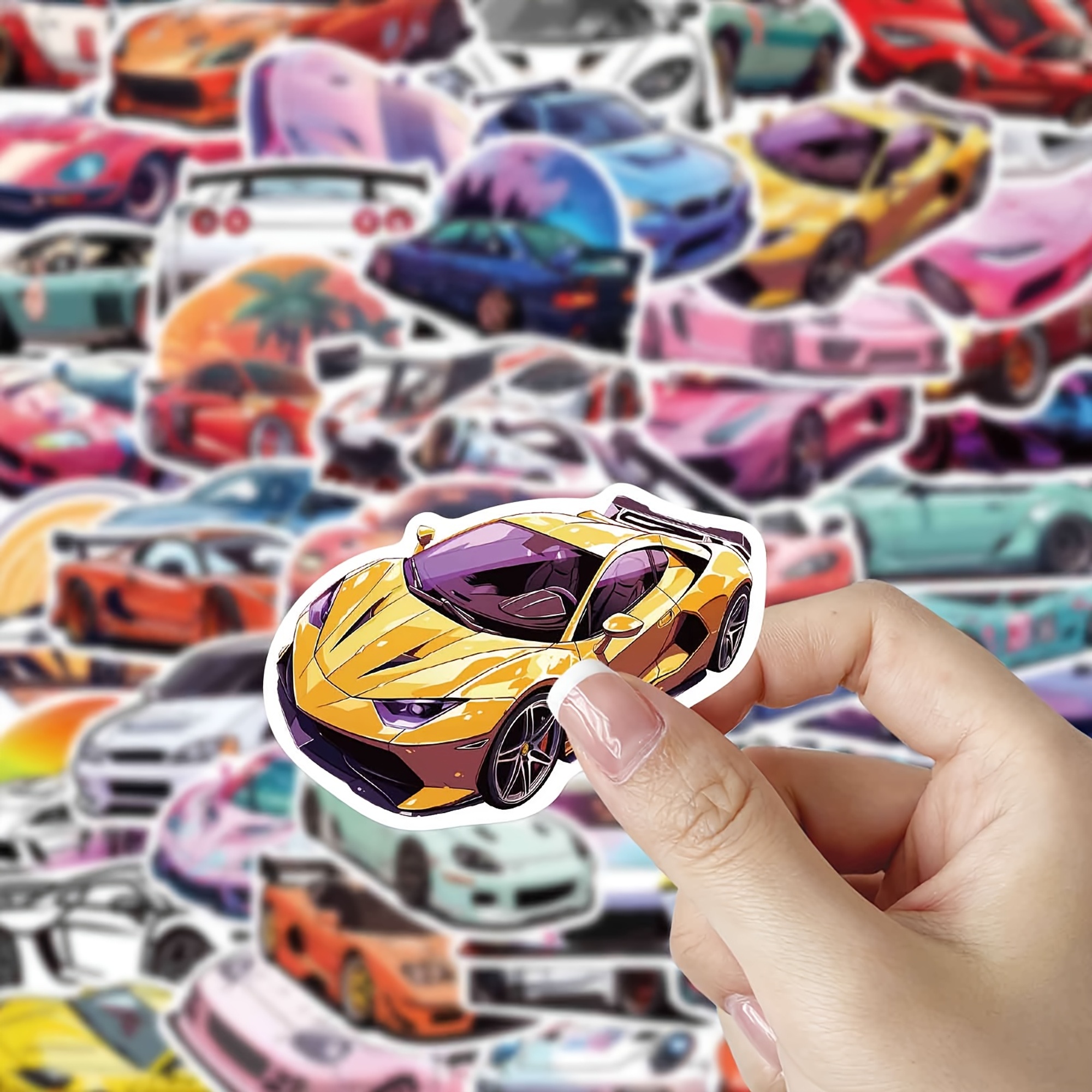 Sportwagen Sticker Set – 50 Papieraufkleber mit Sportwagenmotiven