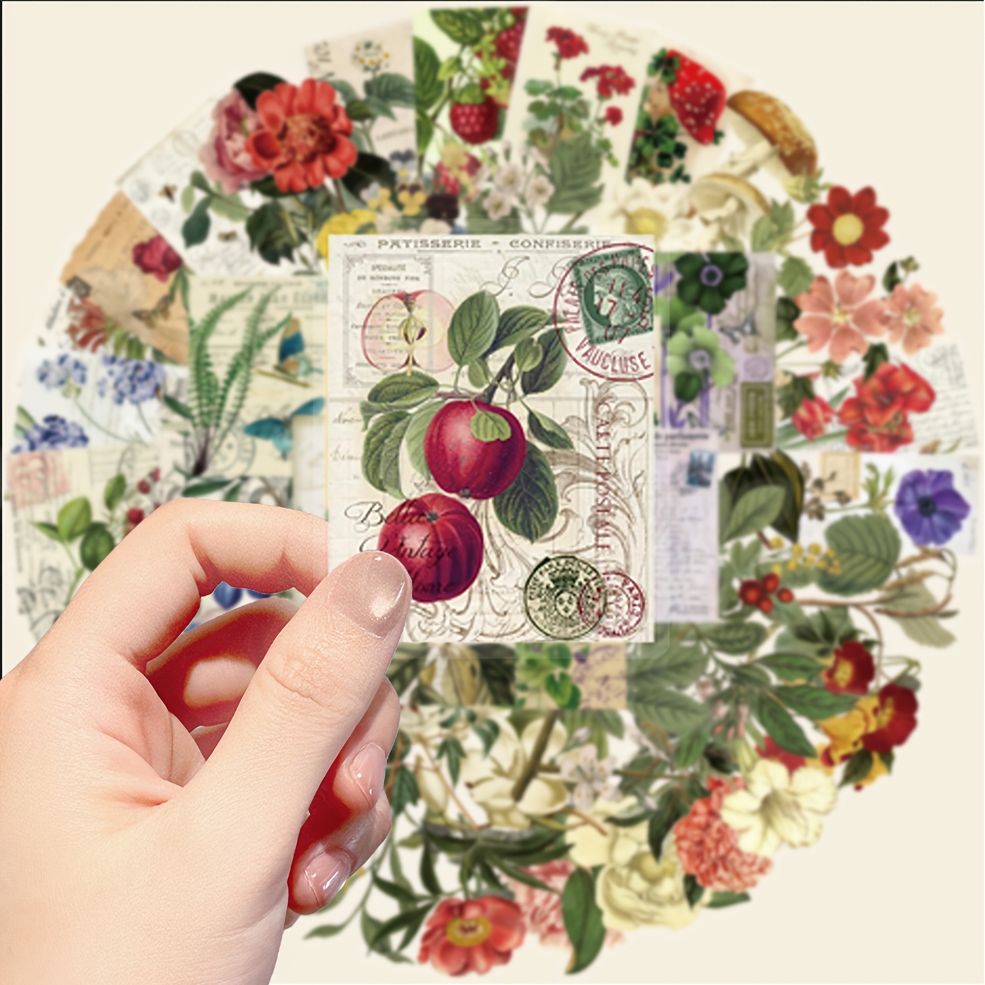 Botanische Pflanzen Sticker Set – 50 Aufkleber aus PET/PVC mit Blumen- und Pflanzenmotiven
