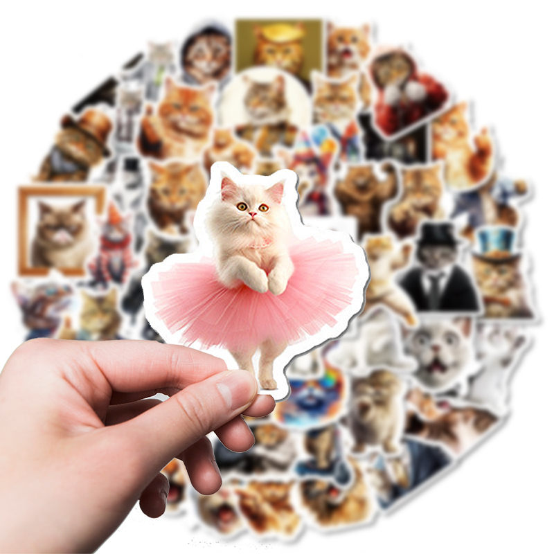 lustige Katzen Sticker Set – 50 matte Vinyl-Sticker mit Tiermotiven