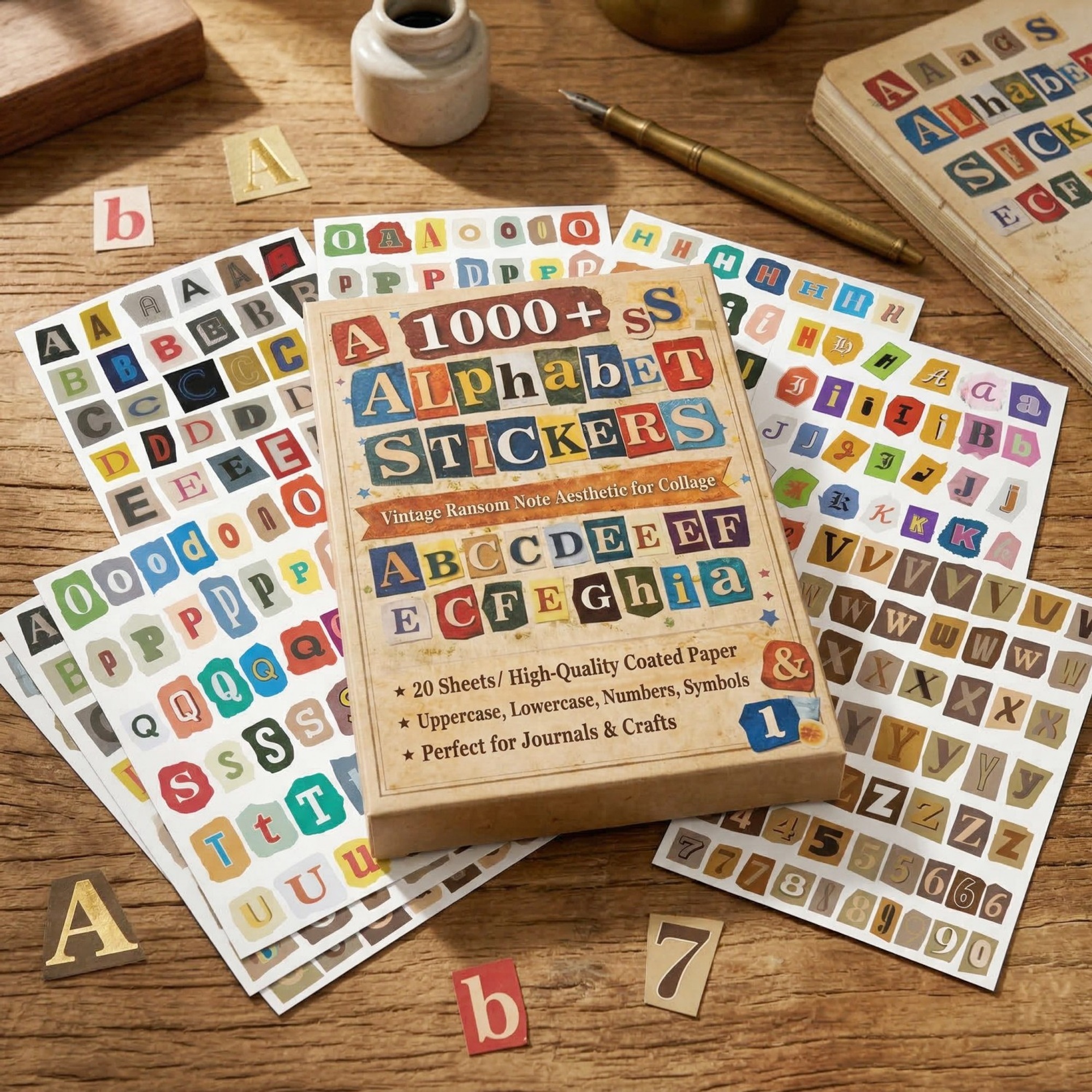 Alphabet Sticker Set für Scrapbooking – 1000 Buchstaben, Groß- und Kleinschreibung