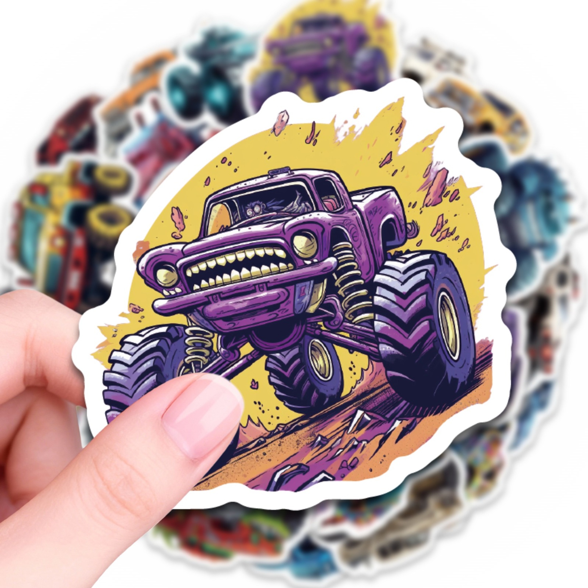 Monster Truck Sticker Set – 50 Papieraufkleber mit coolen Motiven