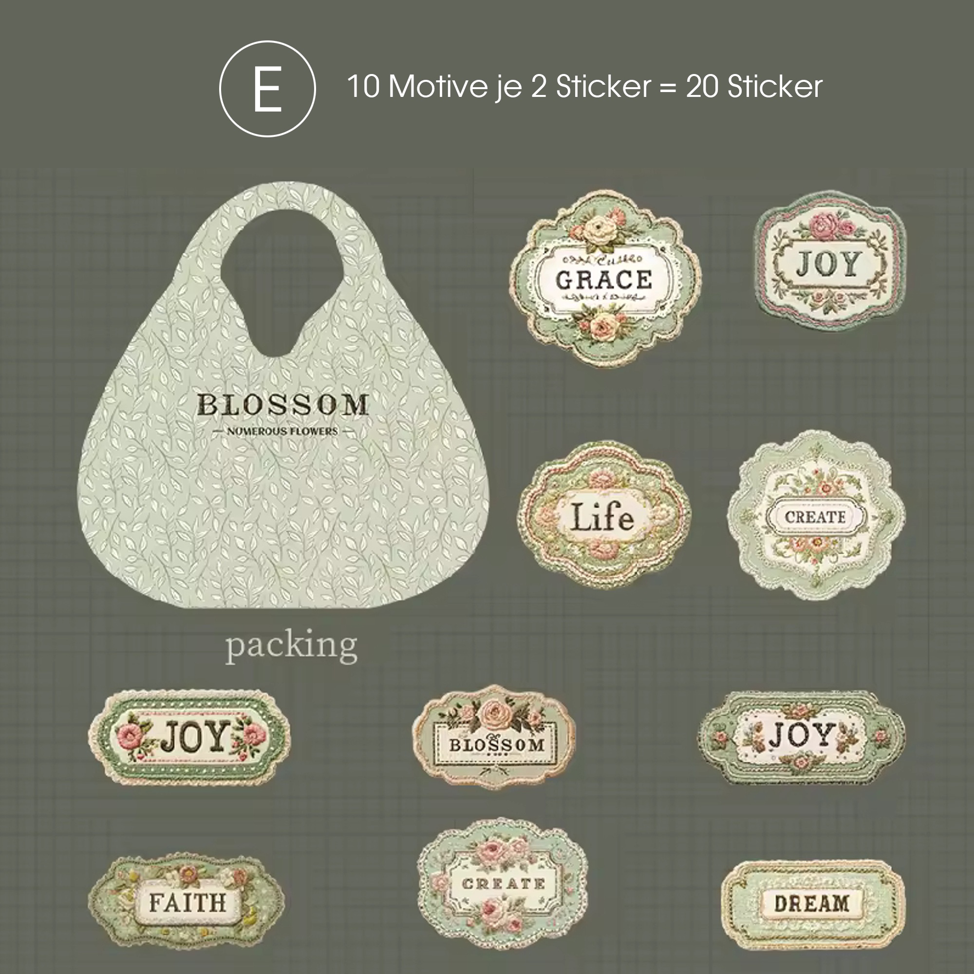 Scrapbooking Sticker Blumen 3D – 20-teiliges Retro Set mit Relief Design