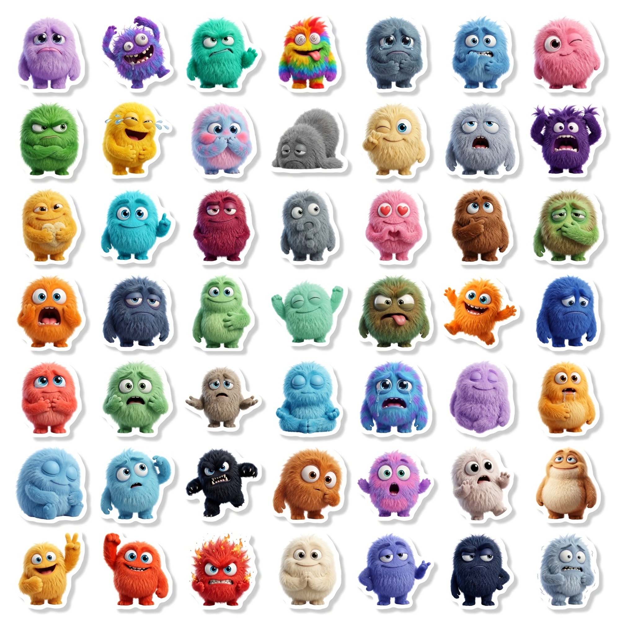 Bunte Monster Sticker Set – 50 Motive aus Papier für kreative Dekoration