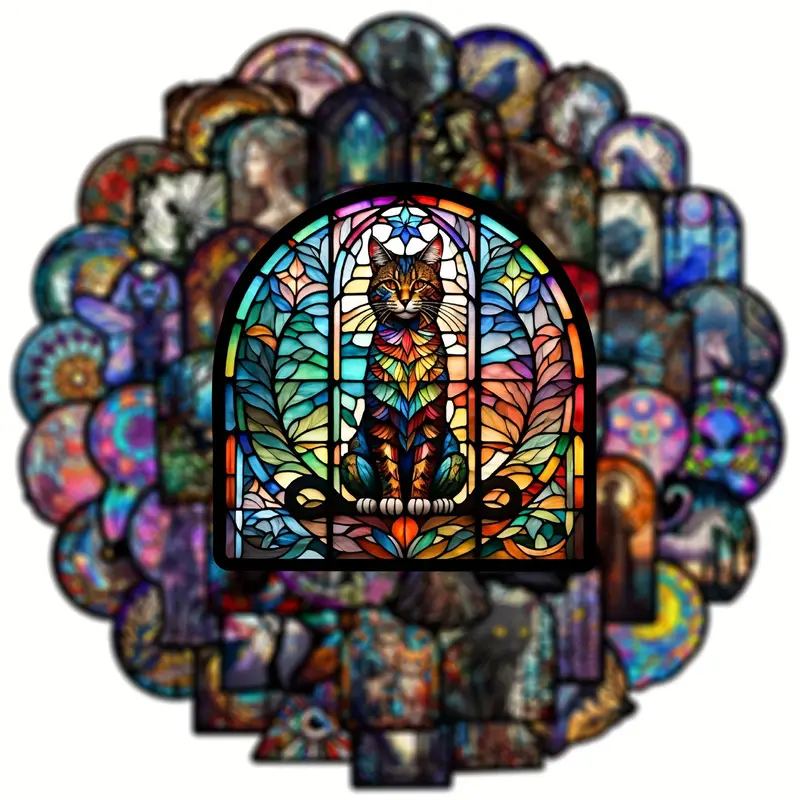 Gothic Buntglas Sticker Set – 50 matte Vinyl Tier- und Naturmotive