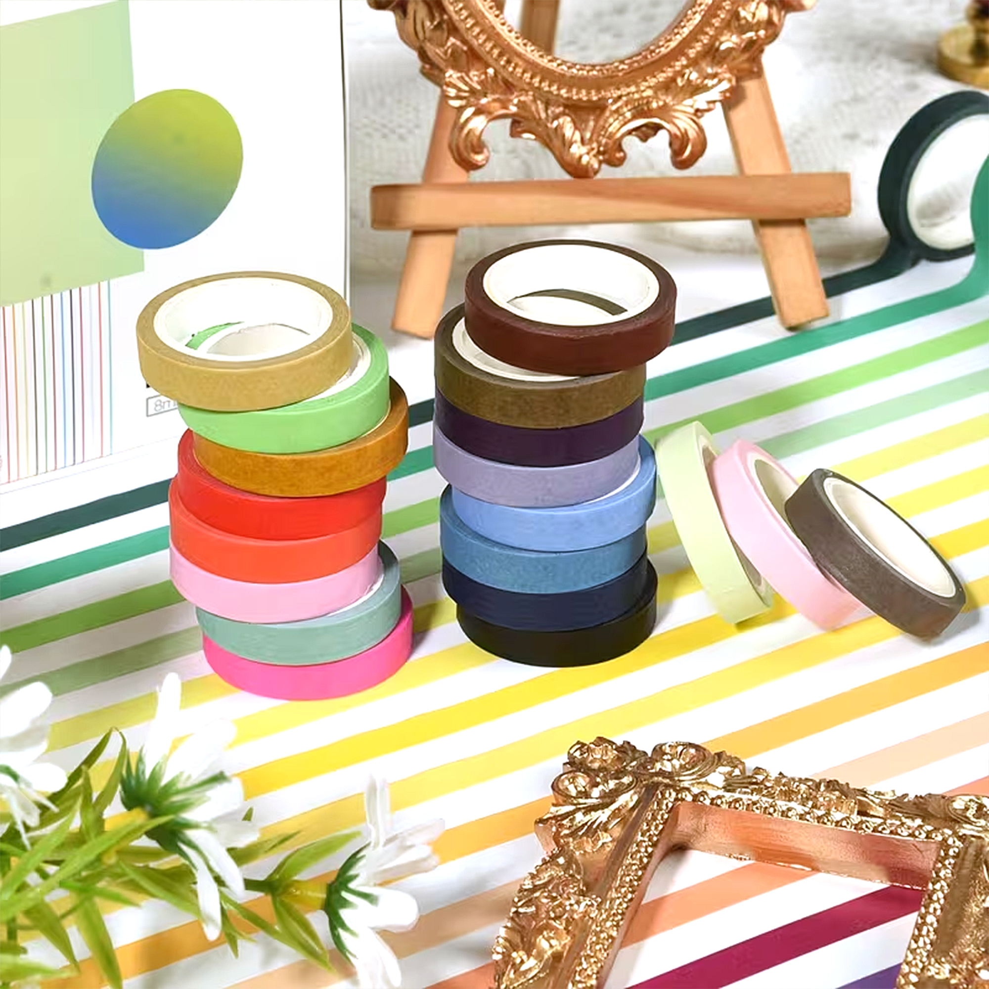 Regenbogen Washi Tape Set – 60 Rollen aus Washi-Papier in Regenbogenfarben