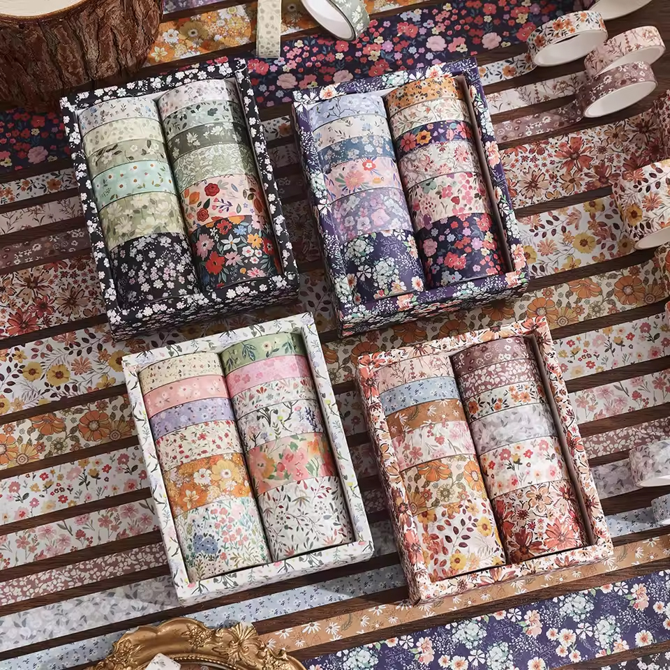Washi Tape Set Floral – 12-teiliges Blumen- & Natur-Motiv Set