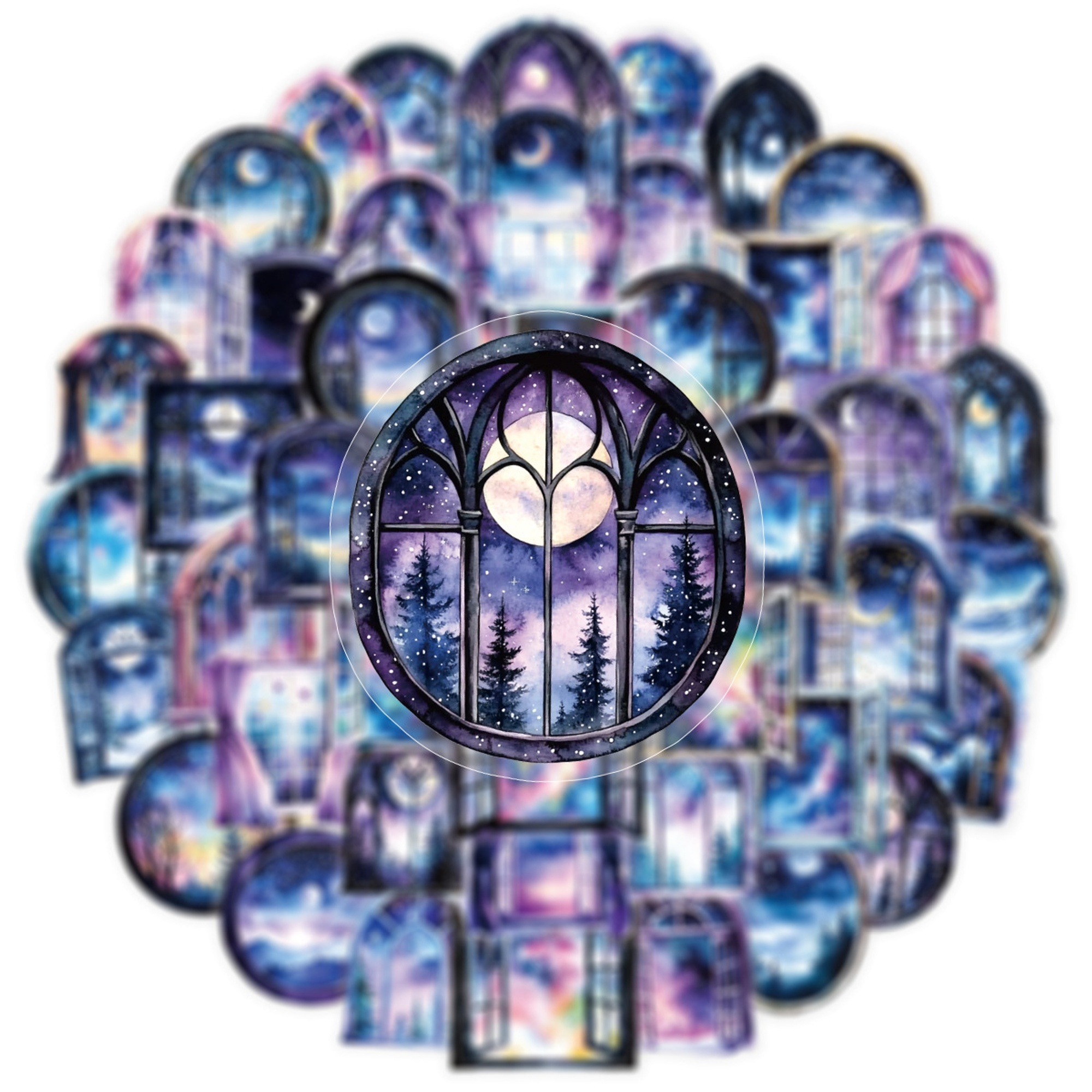 Nachthimmel Fenster Aufkleber Set – 50 Sticker mit Sonne, Mond und Sternen