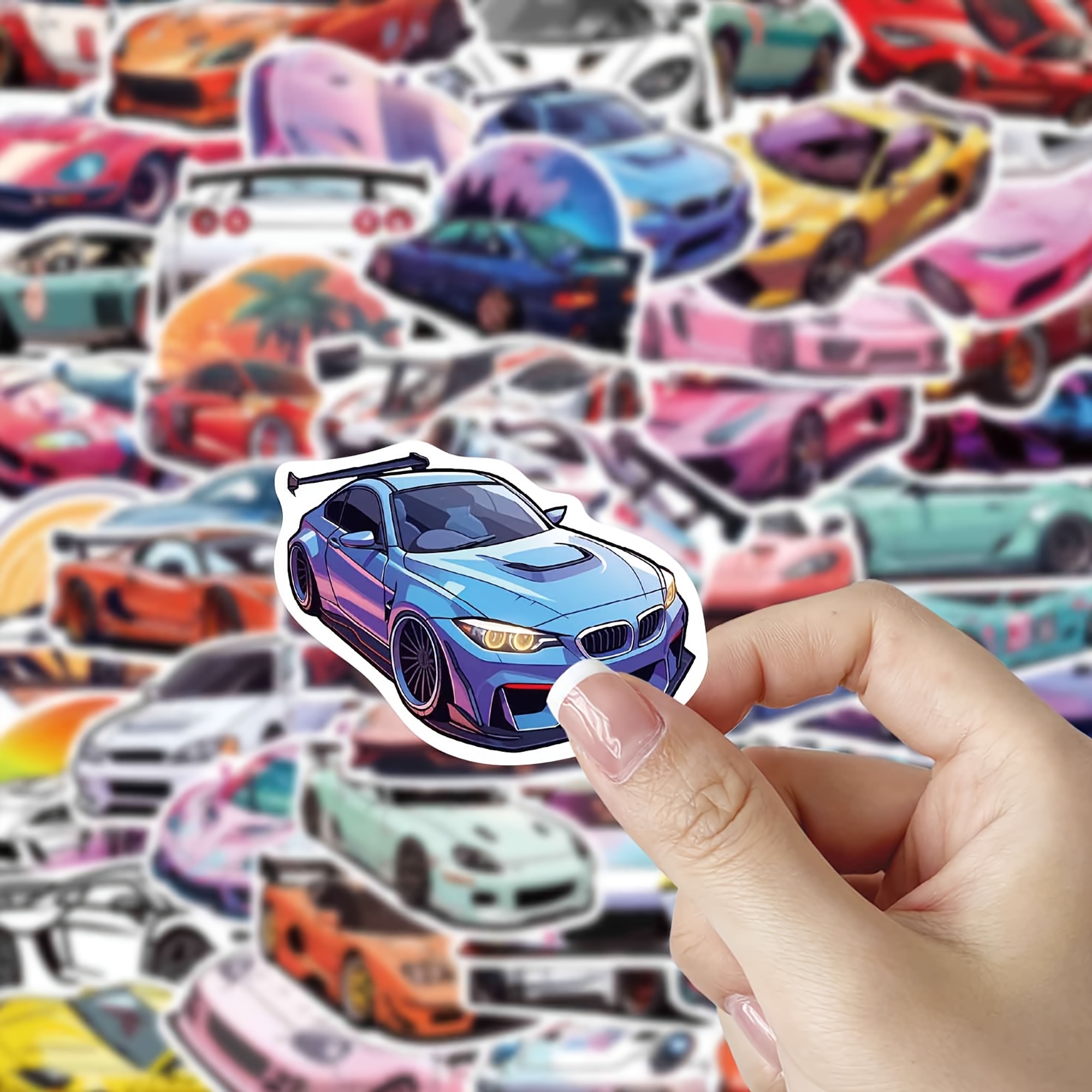 Sportwagen Sticker Set – 50 Papieraufkleber mit Sportwagenmotiven