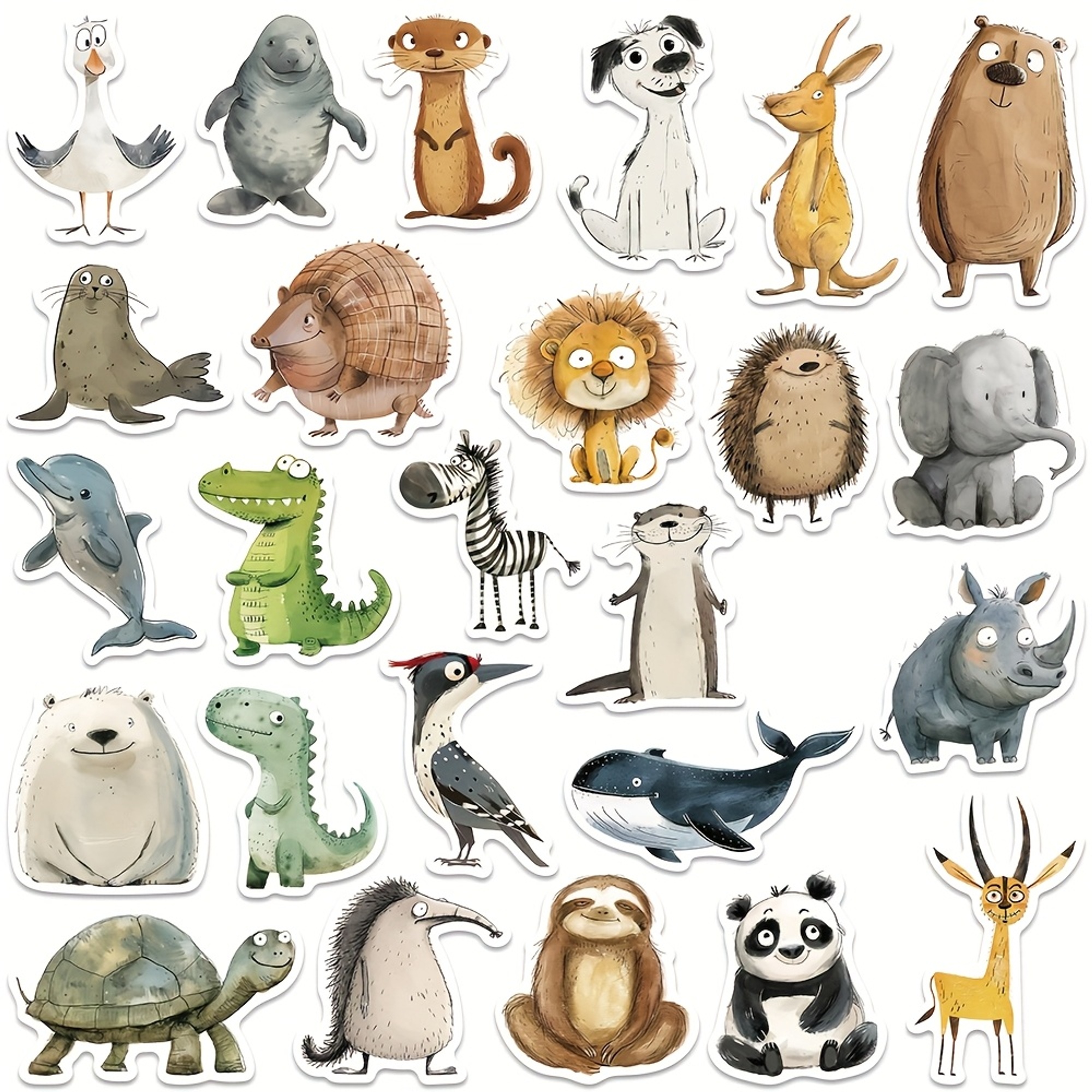 Sticker Set mit niedlichen Tiermotiven – 50 lustige Tiere, Papier, Nordic Style