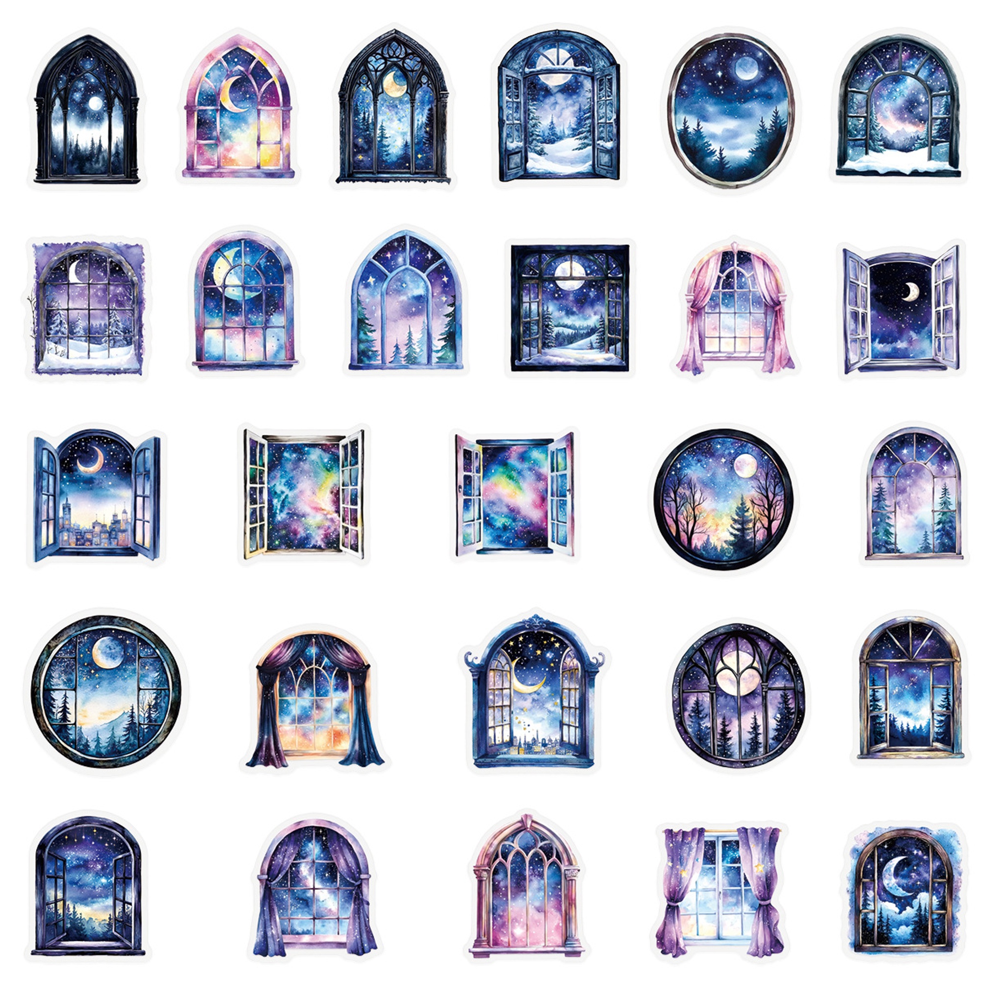Nachthimmel Fenster Aufkleber Set – 50 Sticker mit Sonne, Mond und Sternen