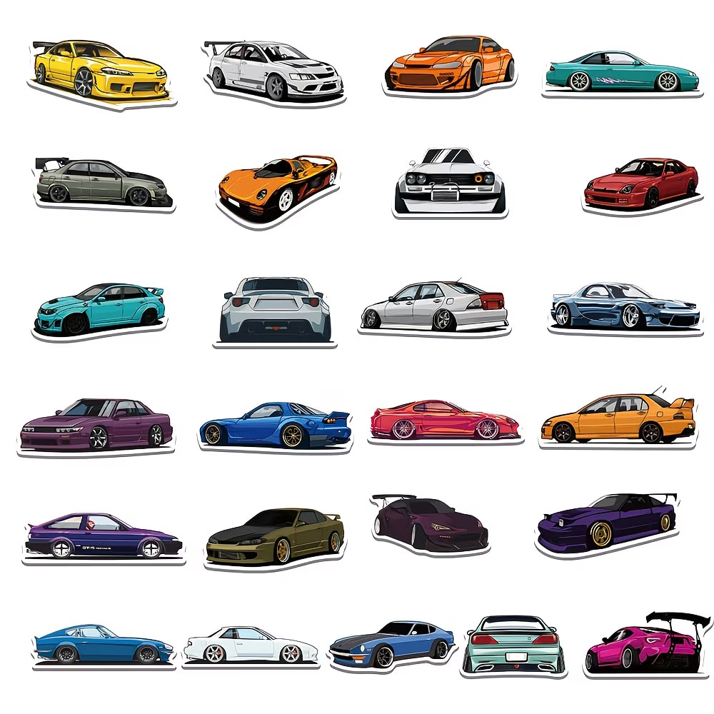 Retro Auto Sticker Set – 50 Cartoon Motive zum Dekorieren