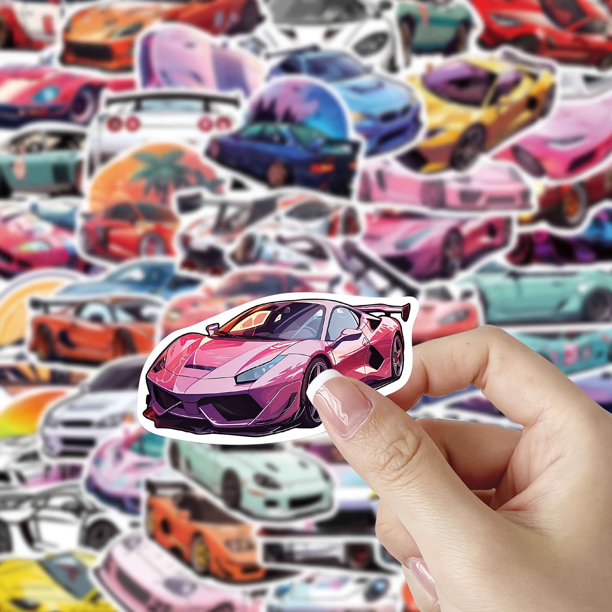 Sportwagen Sticker Set – 50 Papieraufkleber mit Sportwagenmotiven
