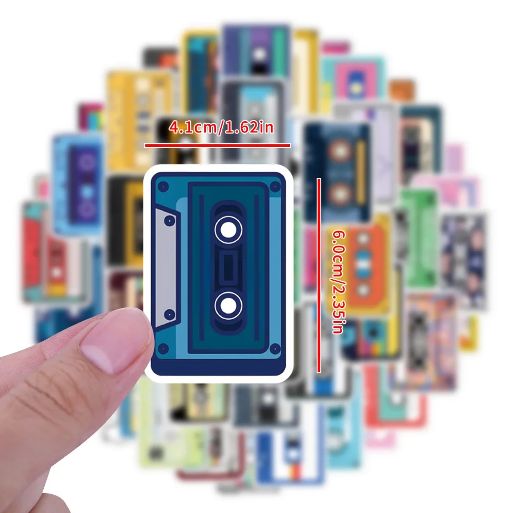 Retro Kassetten Sticker Set – 50 Papiersticker im Vintage Design
