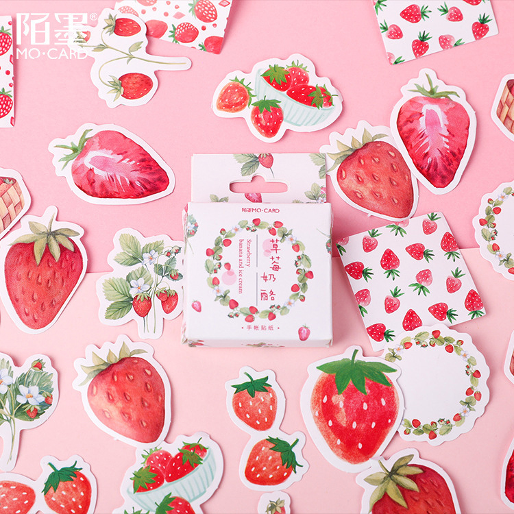 Erdbeere Sticker, Sticker-Set "Stawberry" mit 45 mini Stickern