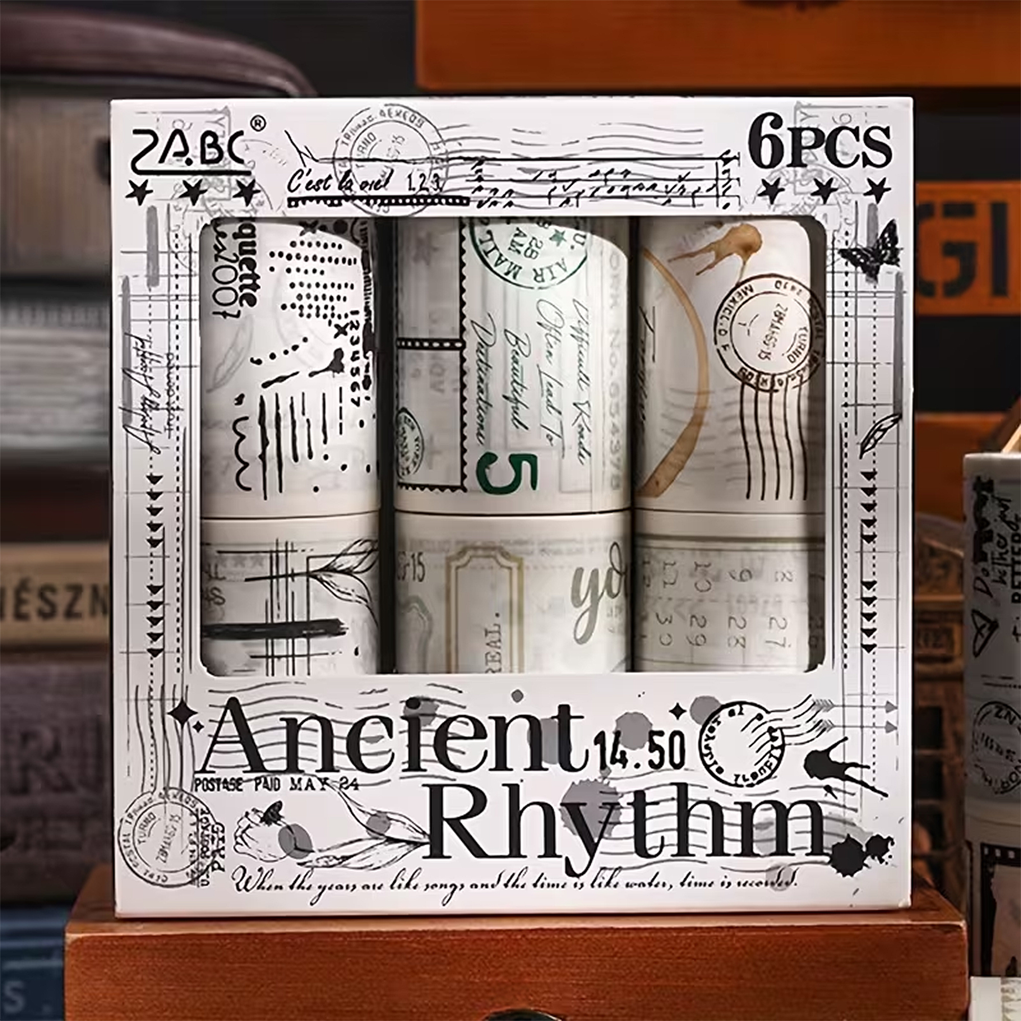 Vintage Washi Tape Set – 6 Rollen im Antik Stil aus Washi-Papier