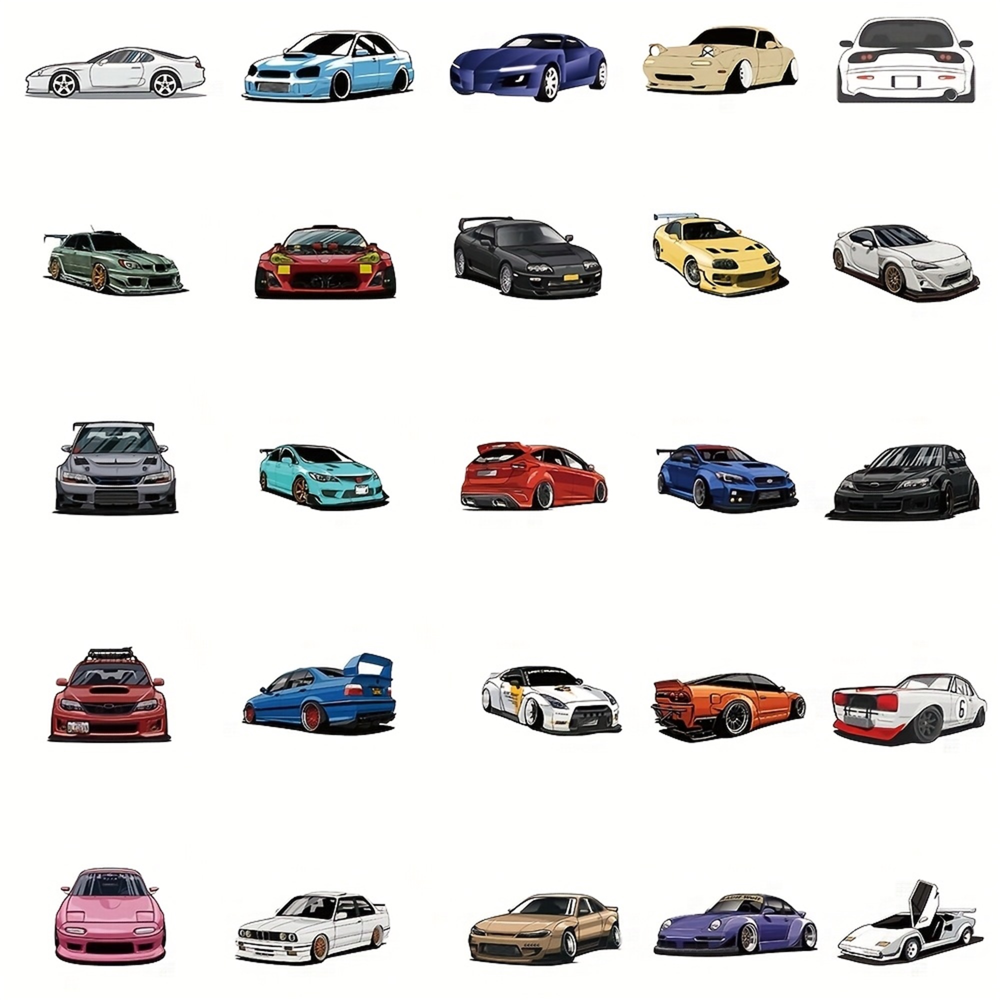 Retro Auto Sticker Set – 50 Cartoon Motive zum Dekorieren