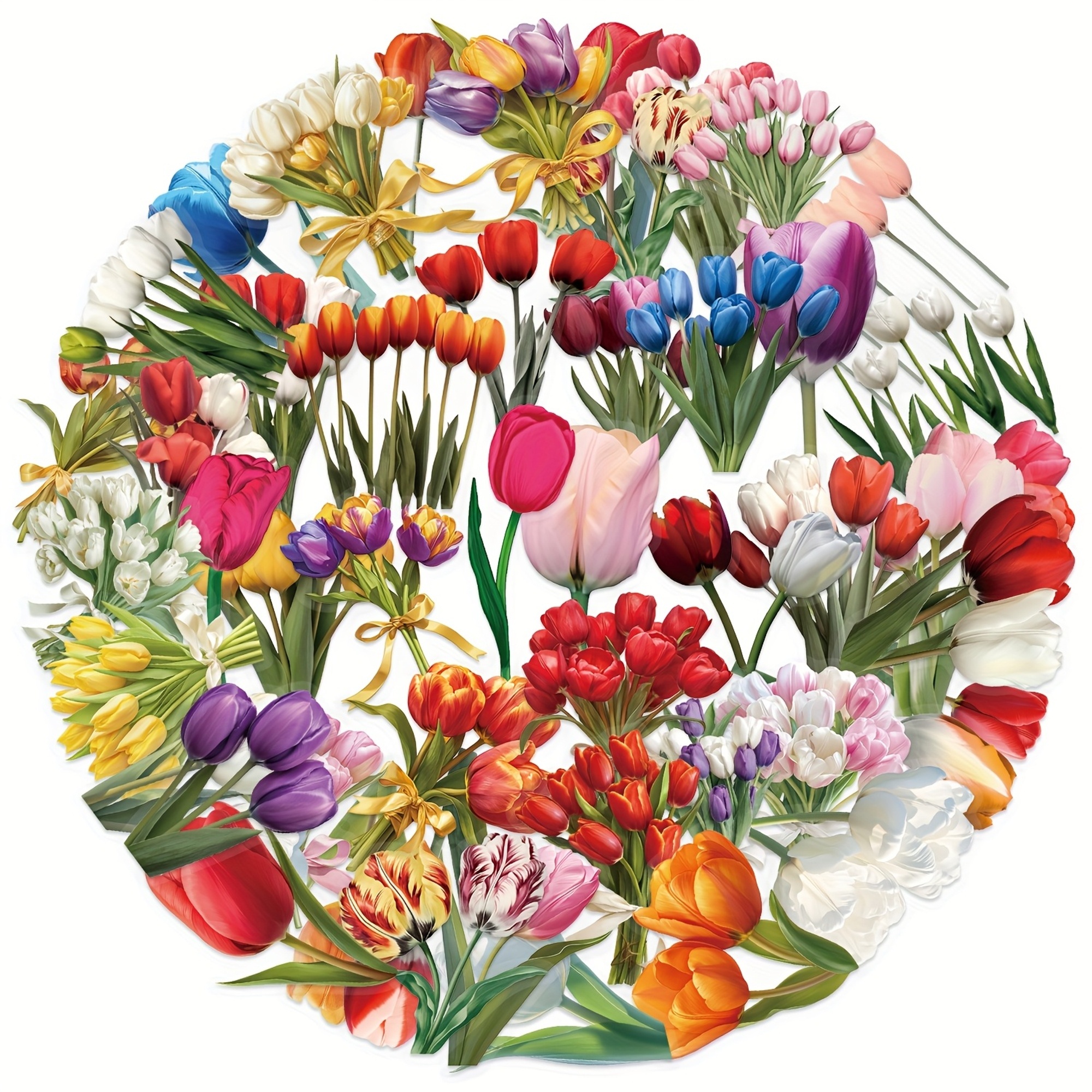 Tulpen transparente Sticker Set – 50-teiliges Bundle im floralen Design