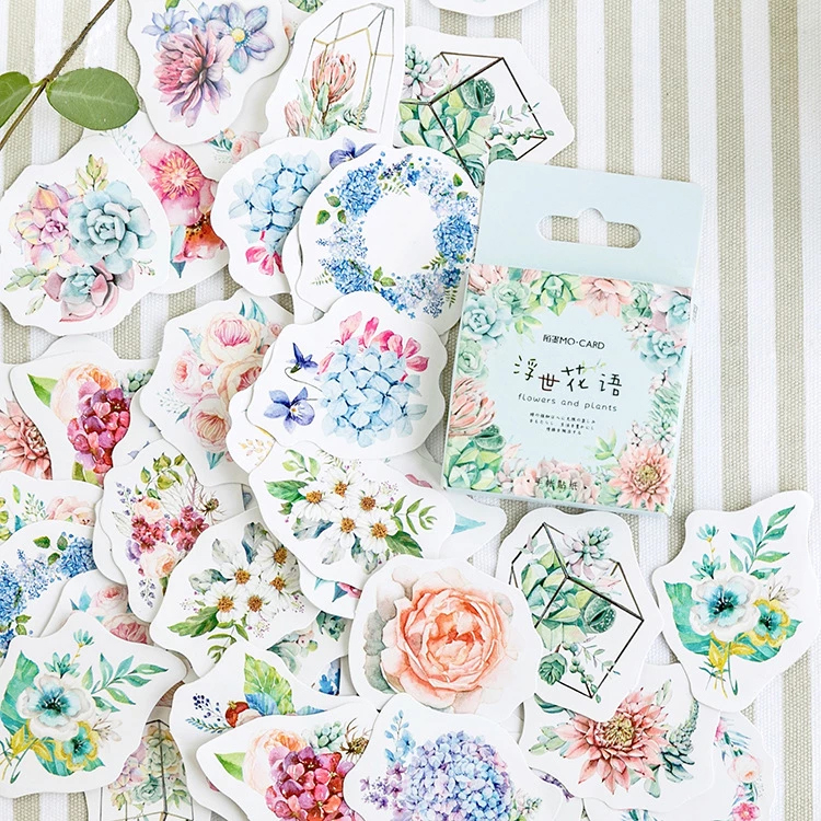 Blumen Sticker, Sticker-Set "Flower" mit 45 mini Stickern