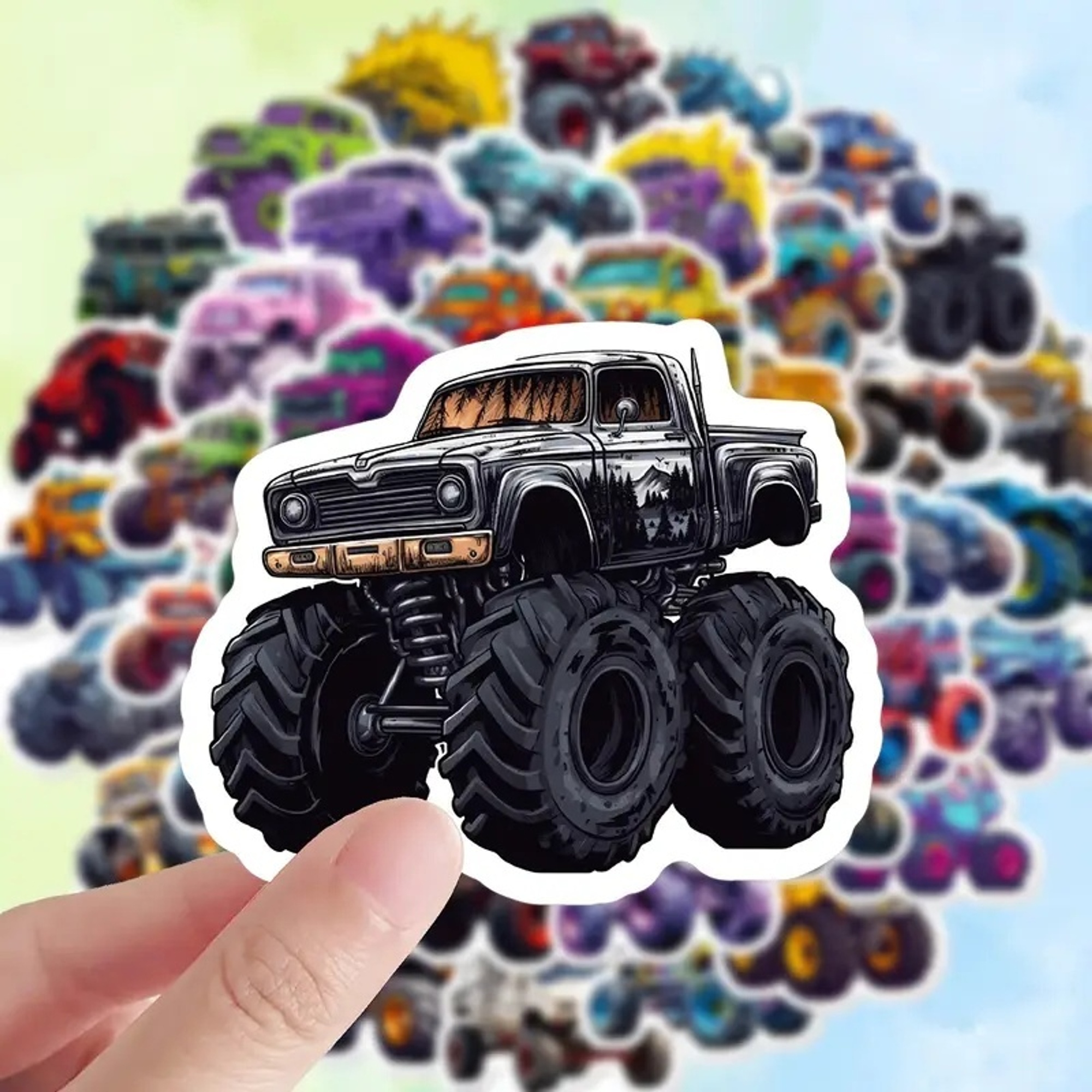 Monster Truck Sticker Set – 50 Papieraufkleber mit coolen Motiven